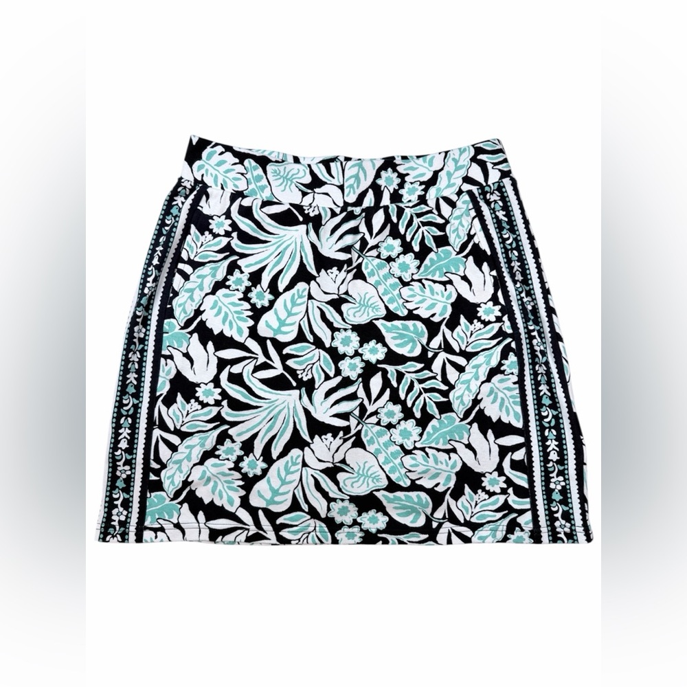 Coastal Tropical NWOT Womens S Navy Aqua Blue Floral Mini Skirt Pockets Shorts
